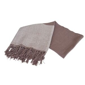 Design Imports Stone Urban Cityscape Border Throw Blanket OS Taupe Fringe Woven